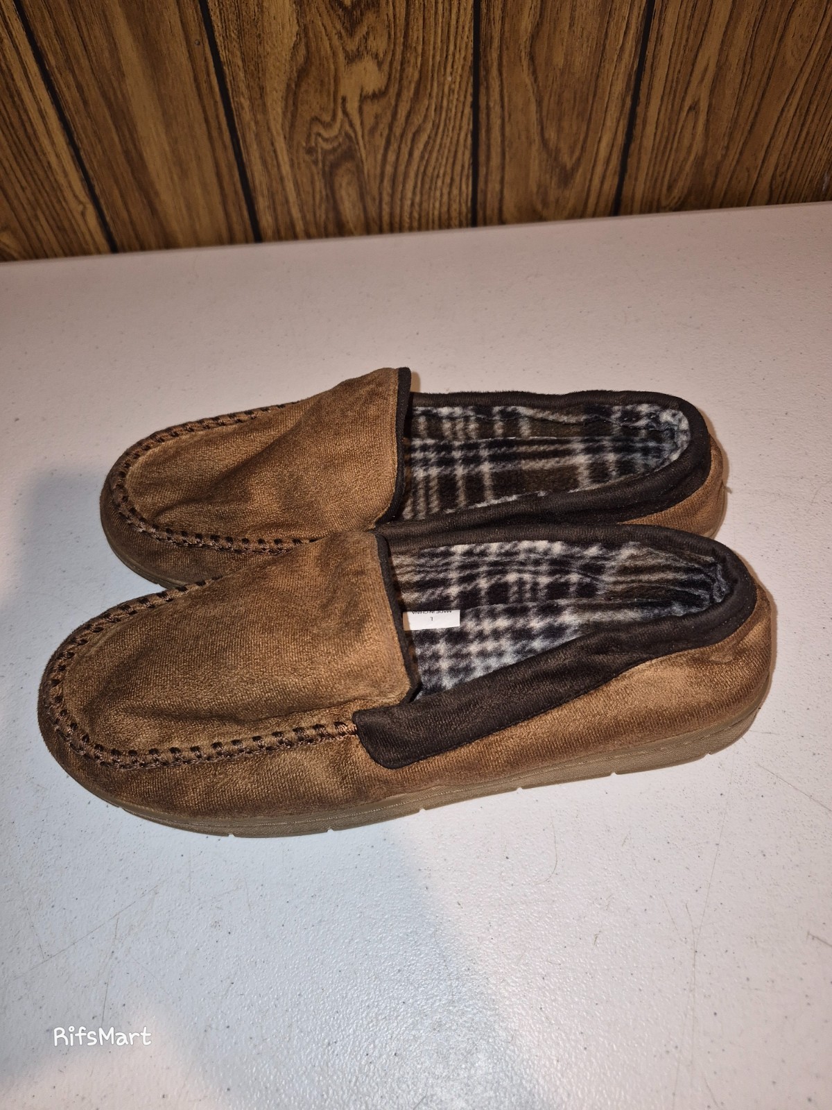 Mens – Unbranded Moccasin Padded Slip On House Shoes – Brown – L