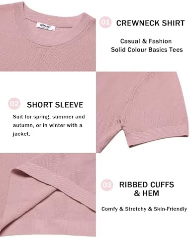 Coofandy Men’s Knit T-Shirts Short Mens TShirts Sleeve Crewneck Shirt Casual