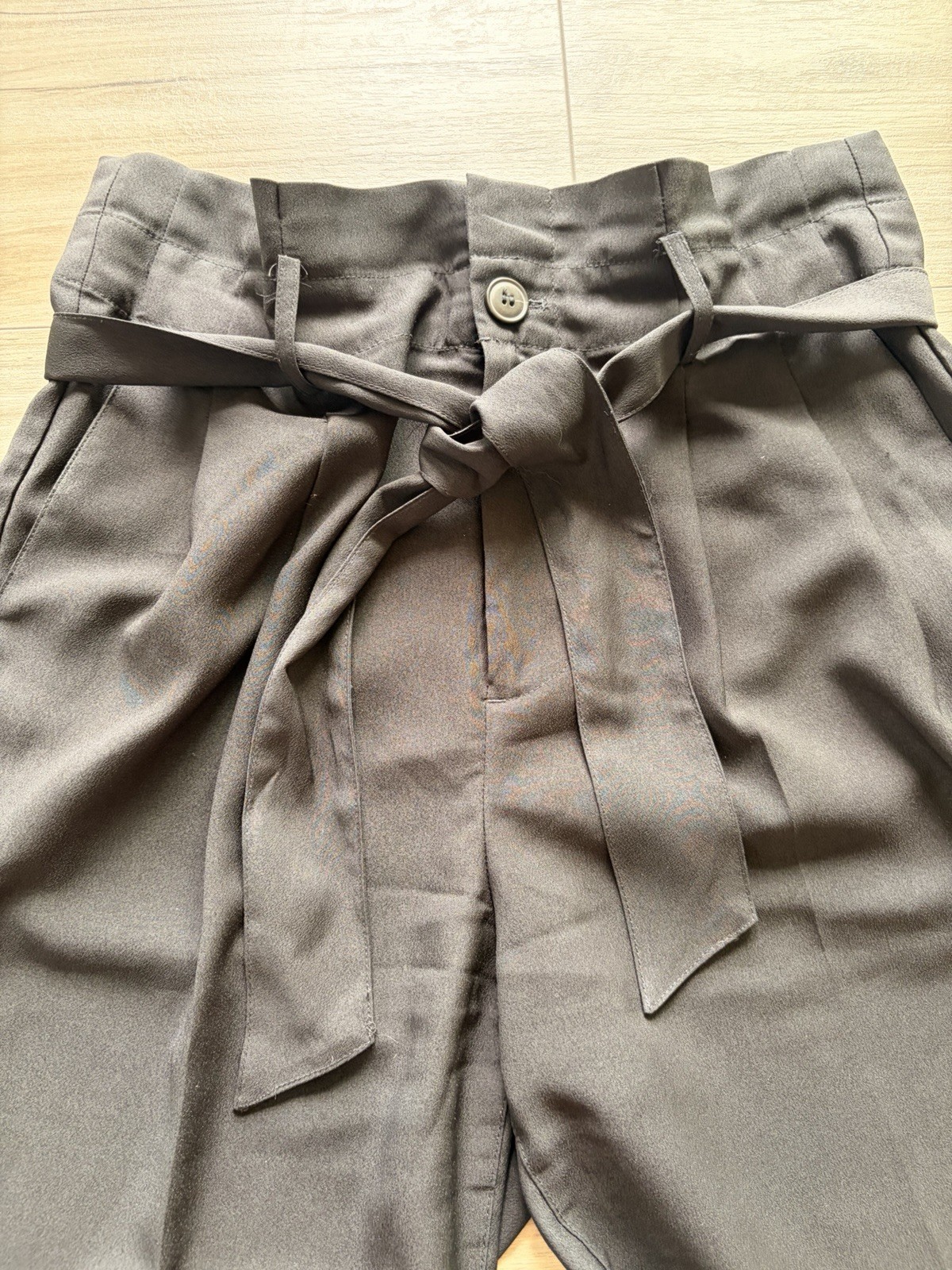 Madewell Drapey Paperbag Pants Womens 6 Black Tie Waist Cropped Tapered