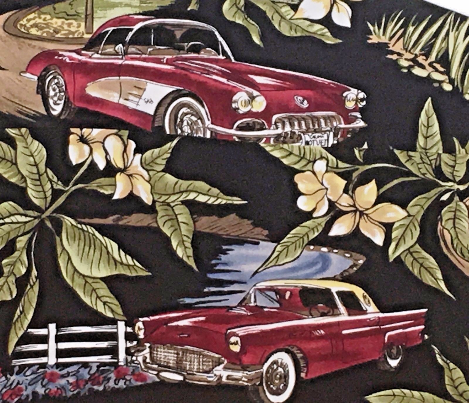 Robert Stock Shirt Mens Medium Corvette Ford Thunderbird Cadillac Vtg Cars