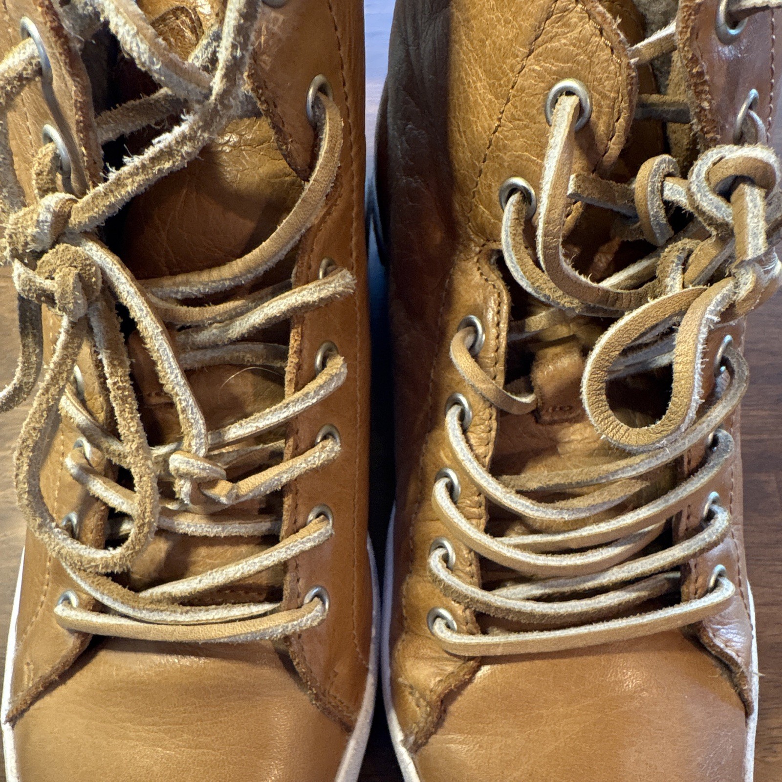 Blackstone Women’s Brown Leather Lace-Up High Top Sneaker Size 36 US 6