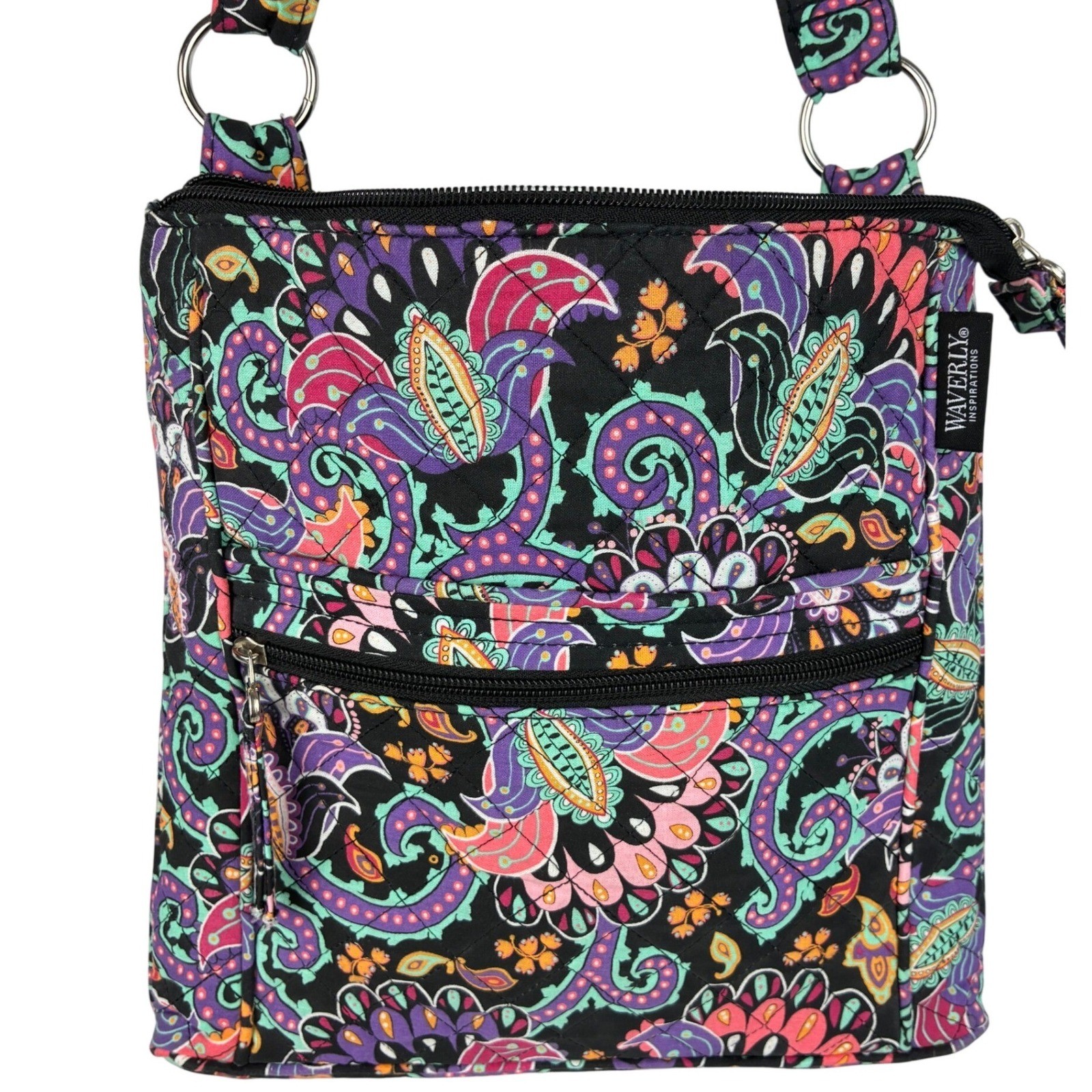 Waverly Inspirations Quilted Paisley Crossbody Bag Purse Adjustable Strap
