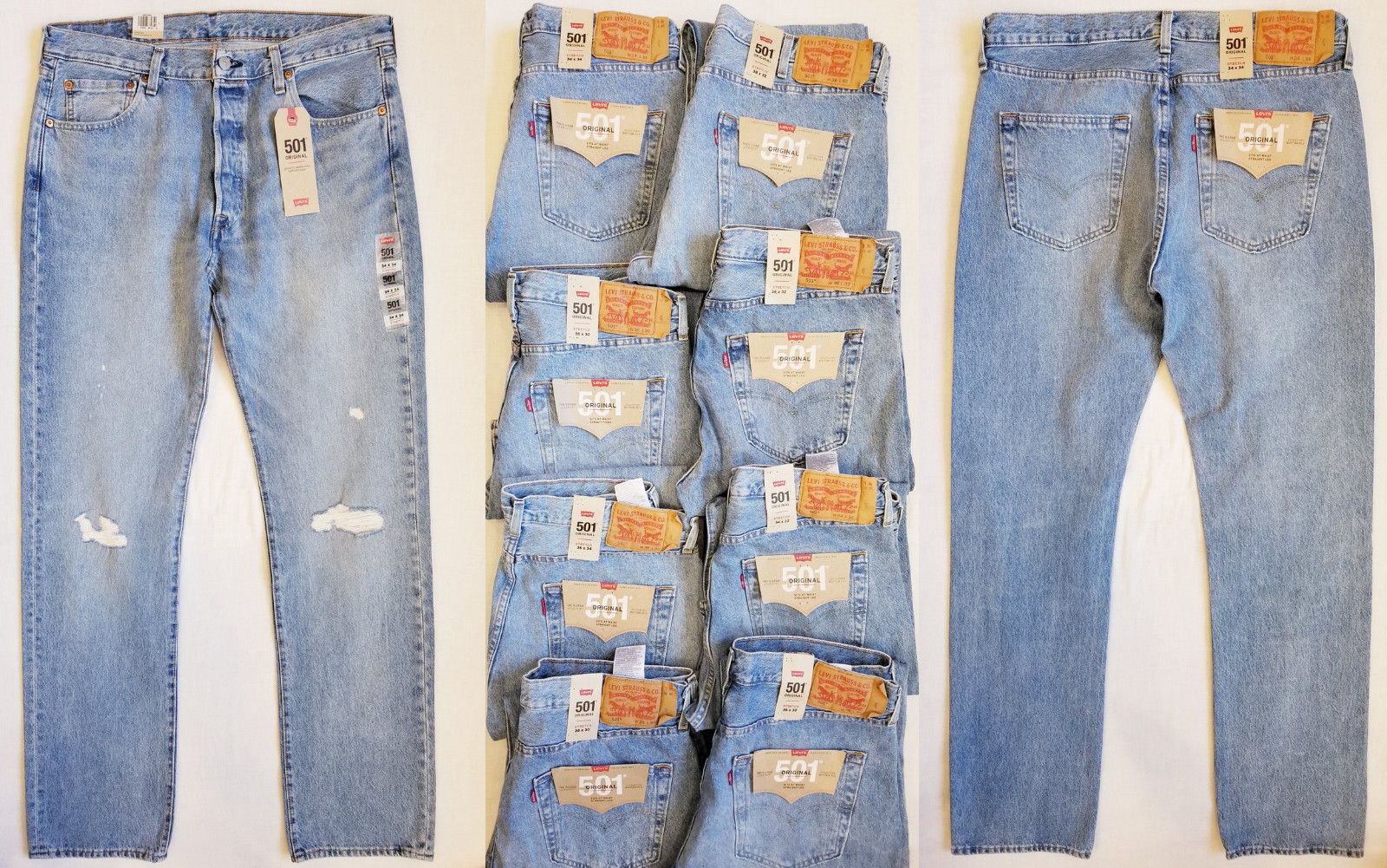 Levis 501 Original Mens Stretch Jeans Distressed 30,32,33,34,36,38,40,42 #2664