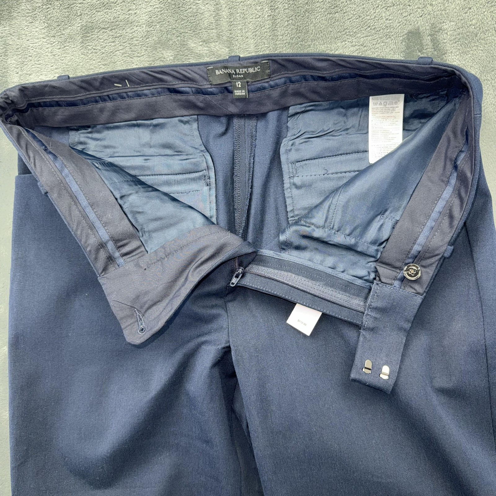 Banana Republic Sloan Pants Womens 12 Blue Twill Slim Ankle Dress Stretch NWT