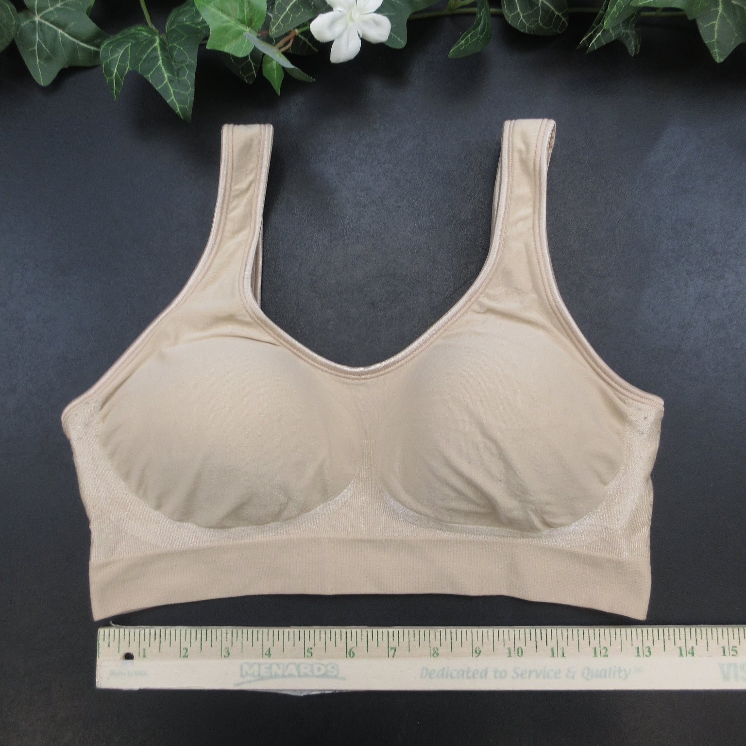 BALI Bra Women’s Beige L Wireless Seamless Nylon Spandex Padded Comfort