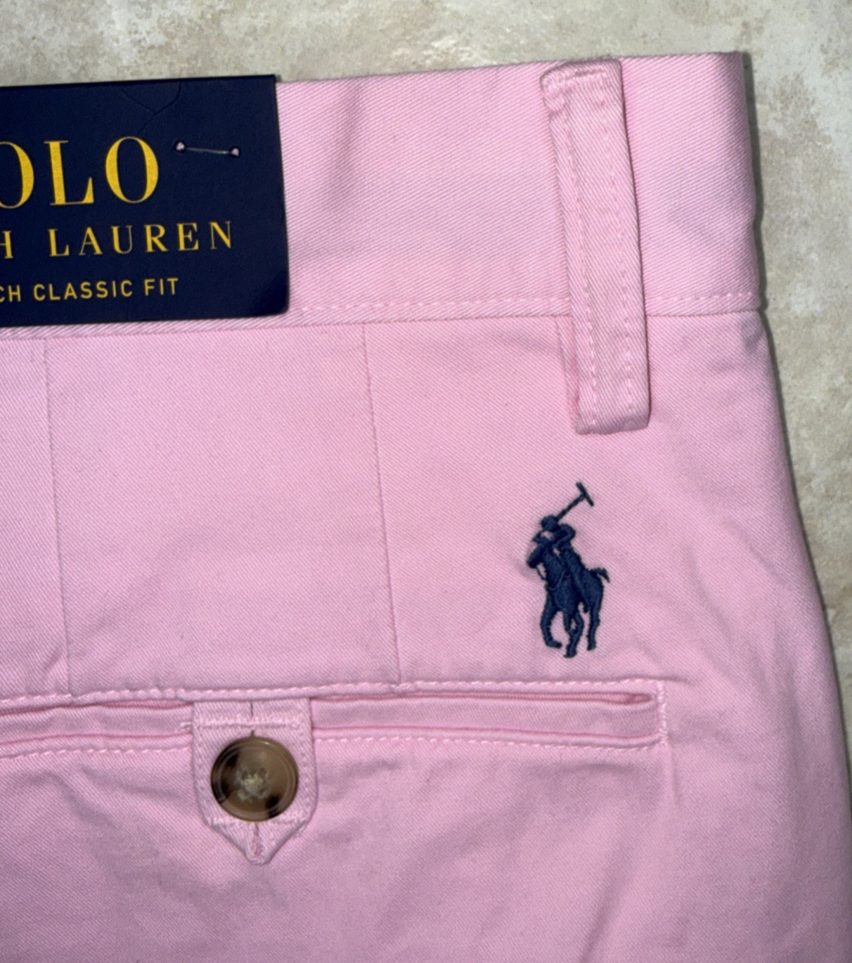 Polo Ralph Lauren Mens 33 Stretch Classic Fit 7″ Shorts Pink w/ Blue Pony NWT