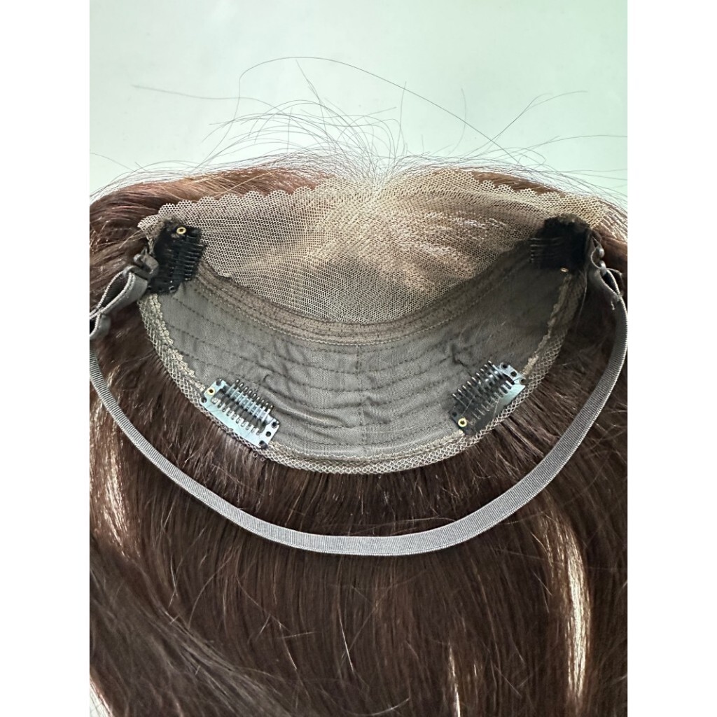5.5″X6.3″ Transpanent Lace Front Cap 100% Human Hair Topper with Band 12″~18″