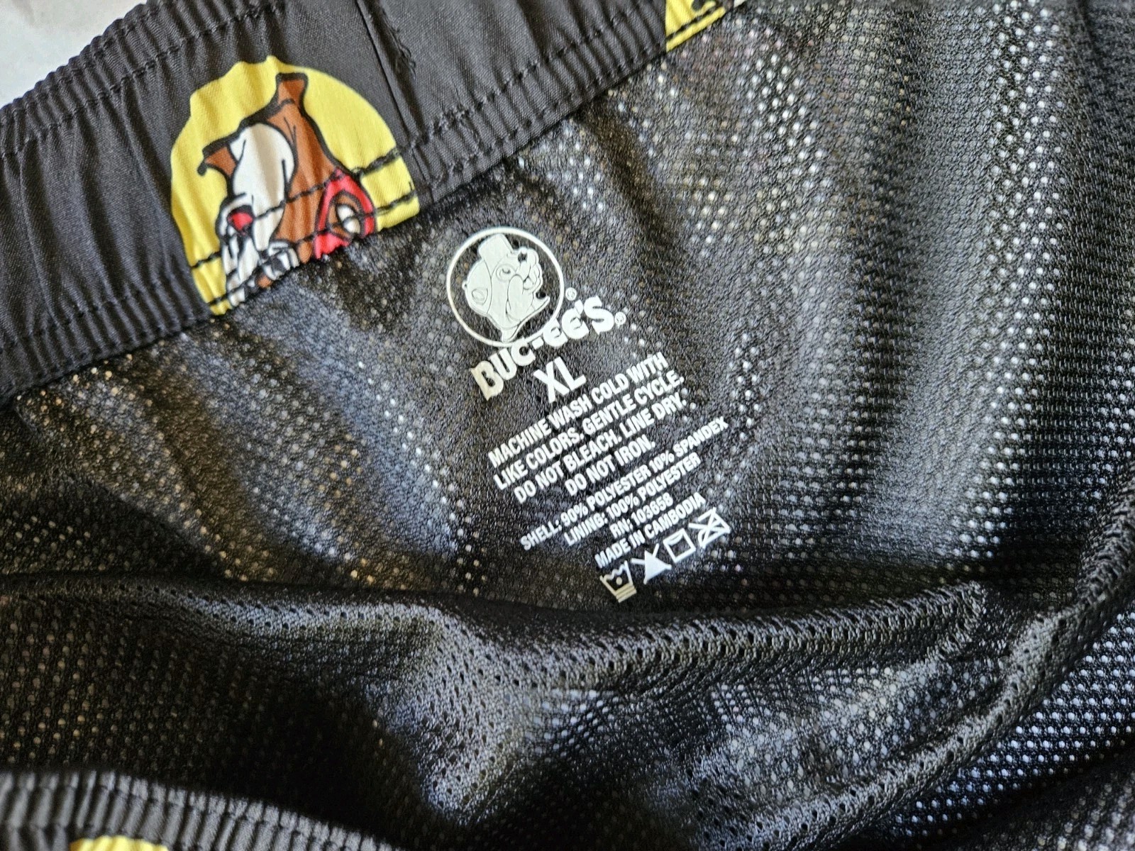 SIZE XL-XTRA LARGE Buc-ees Swim Black Trunks Shorts Mens Beaver Print Drawstring