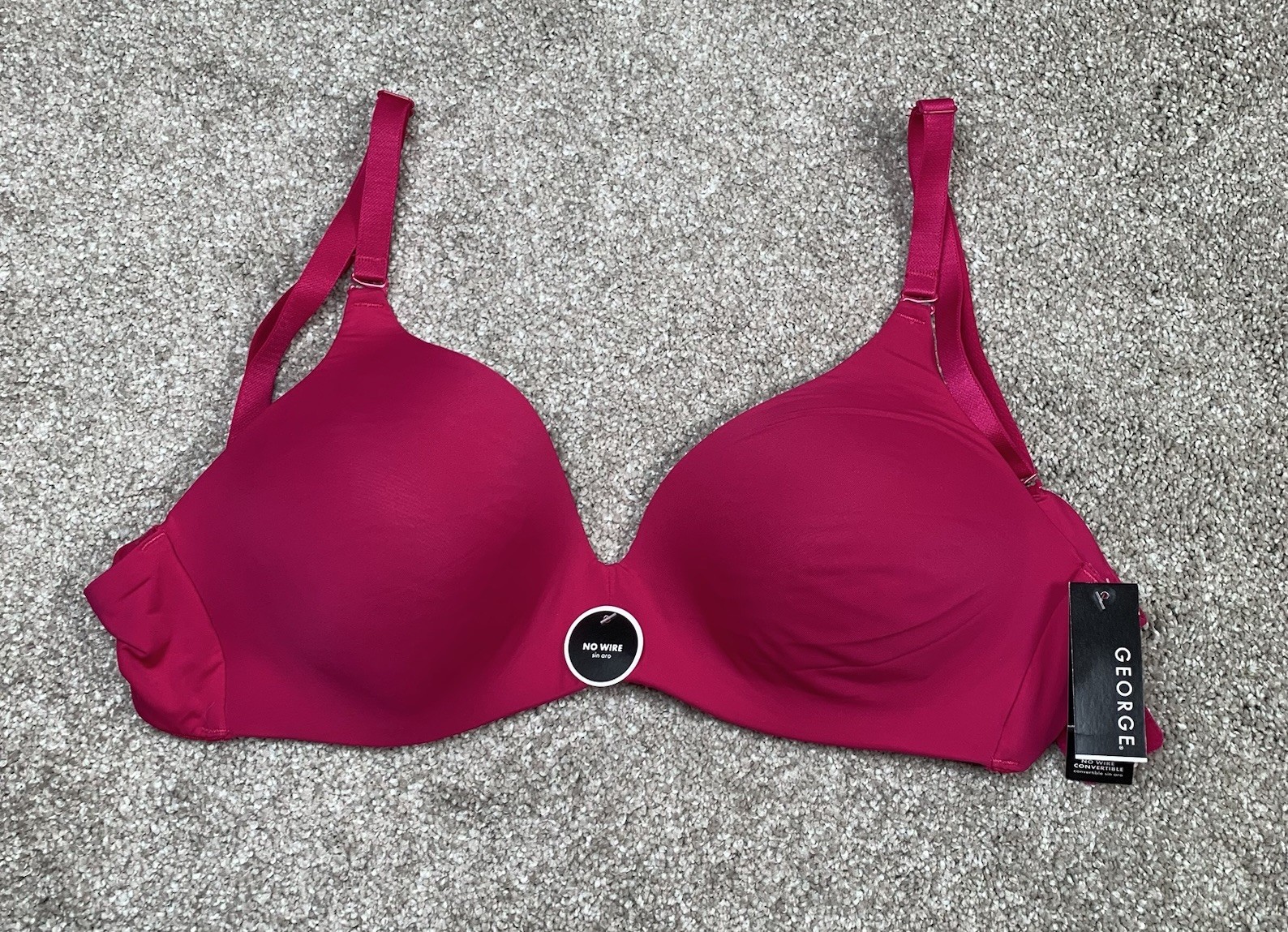 NWT George 38B Women’s Bra Convertible No Wire Undergarment Festive Fuchsia