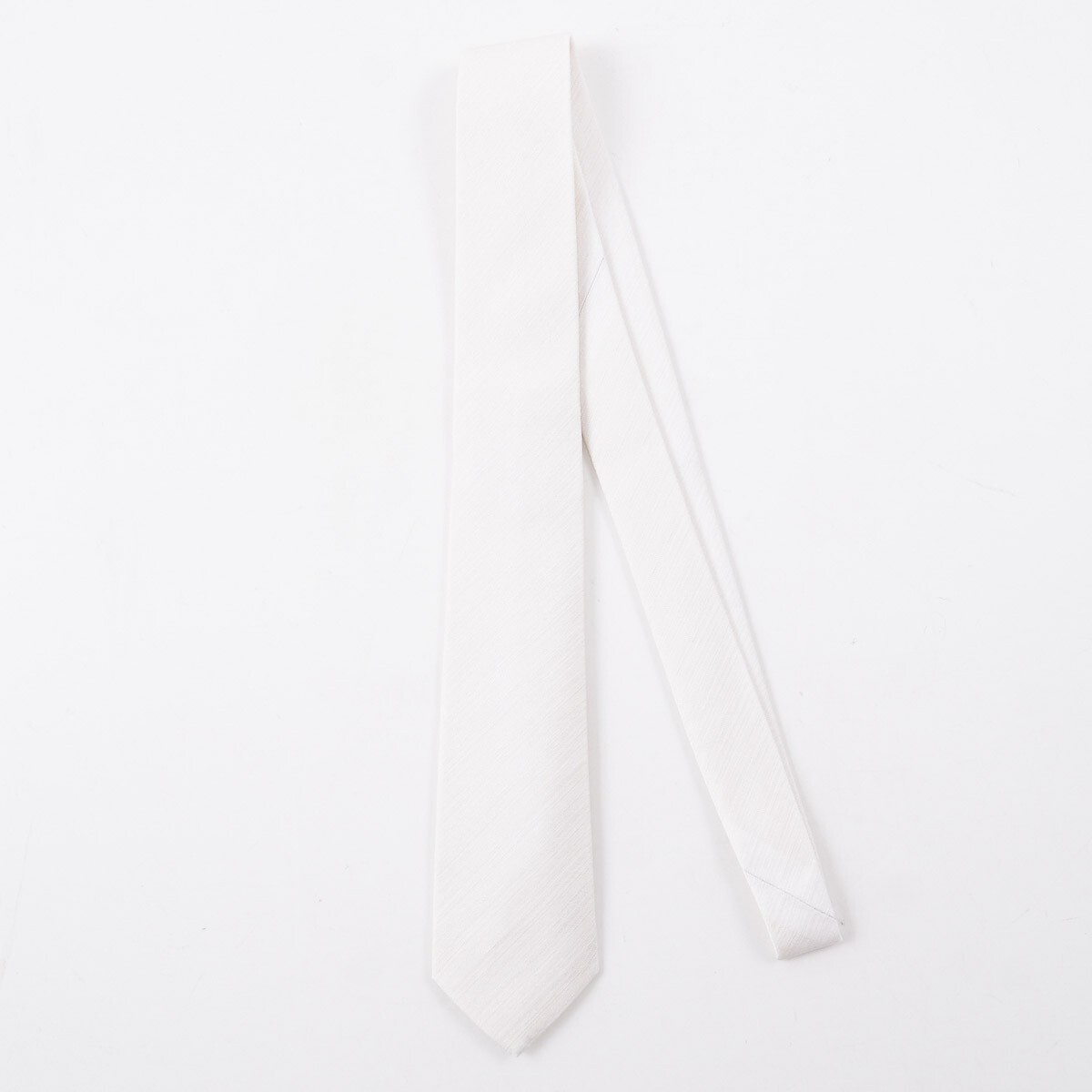 Luigi Borrelli Napoli Narrow 2.25″ Ivory White Woven Stripe Silk Tie