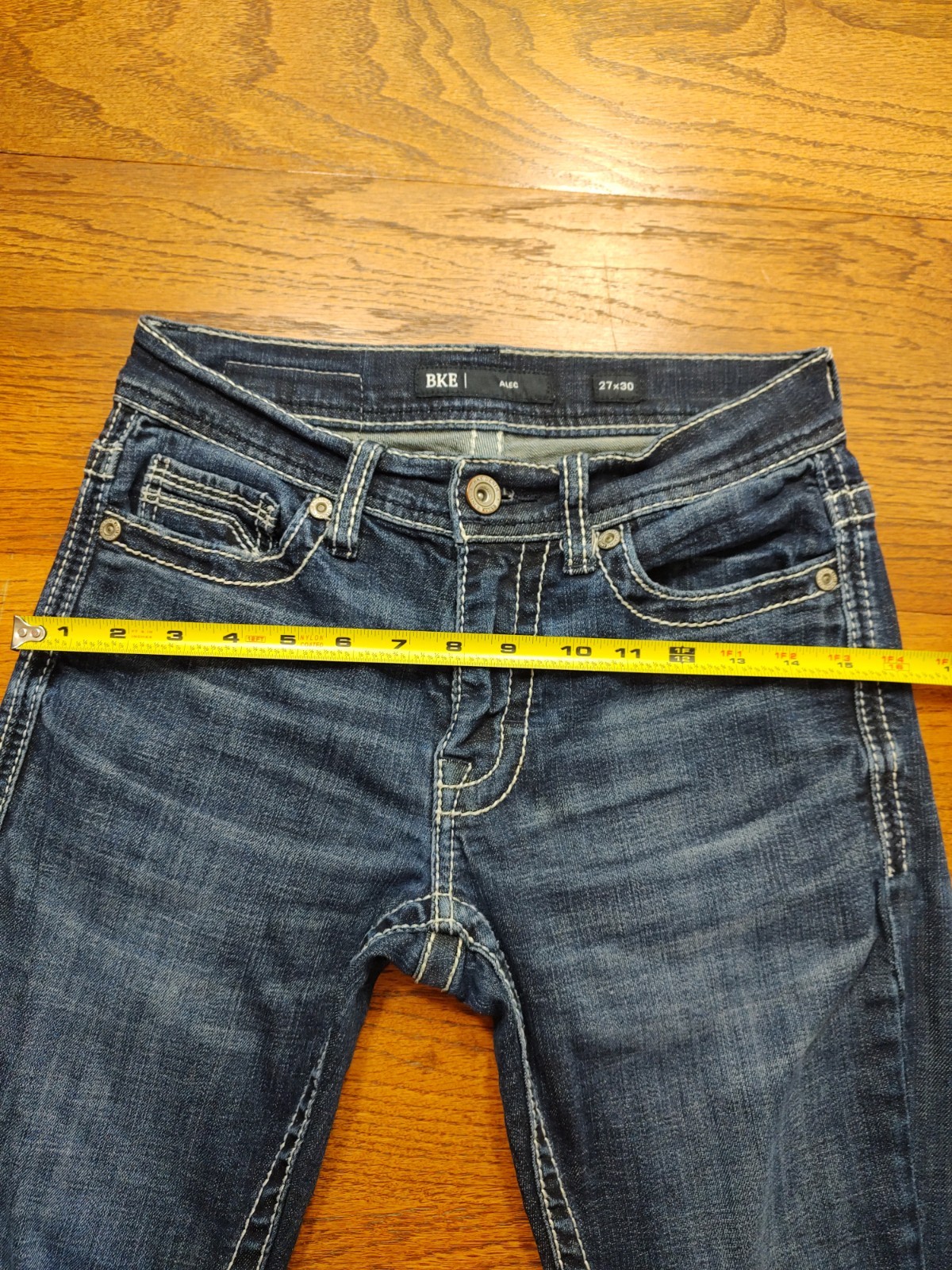 BKE Alec Straight Mens Tag 27×30 Blue Denim Jeans Slim Straight Jeans