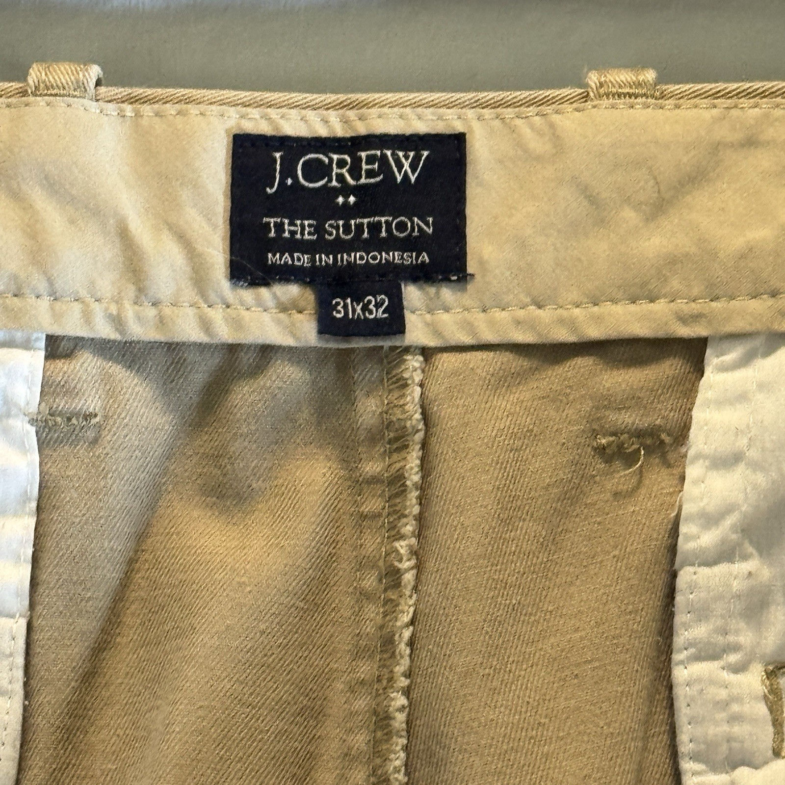 J.Crew The Sutton Mens Pants 31×32* (31L)Tan 38648 Mid-weight Straight Fit Chino