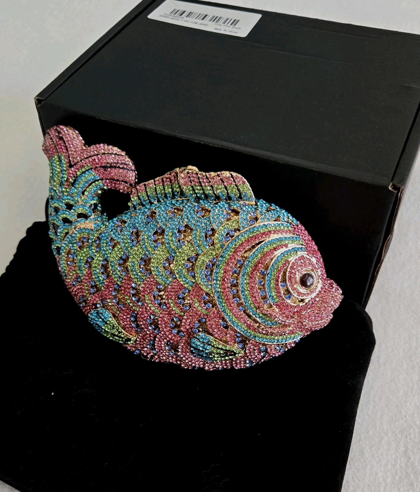 Goldfish Shaped Crystal Evening Bag Women Gorgeous Crystal Metallic Clutch Purse