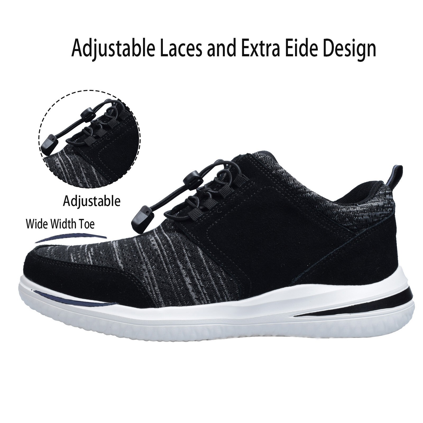 Men’s Walking Shoes Diabetic Swollen Feet Arch Support Plantar Fasciitis Shoes