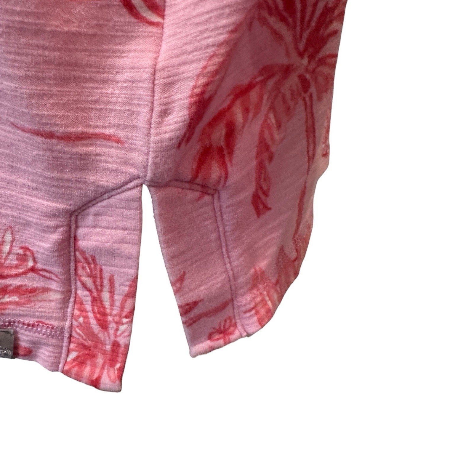 Talbots Cozy Crush Half-Zip Pullover Beach Villa Print Pink Sz LP UPF 50+