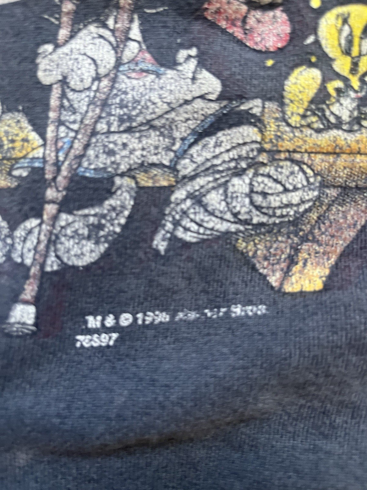 Looney Tunes Space Jam Graphic Print Crewneck Pullover Sweatshirt Men’s S