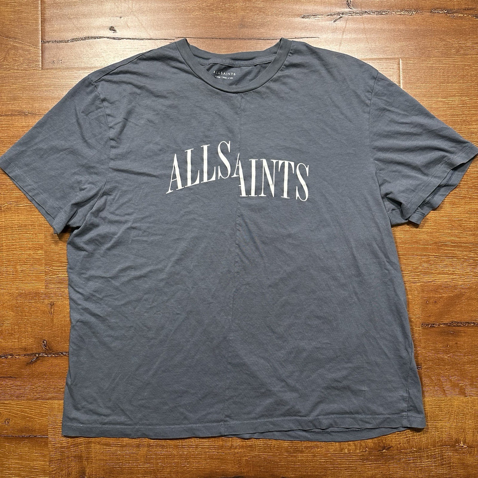 All Saints Dropout T Shirt Mens XL Gray Short Sleeve Cotton Designer Alt City