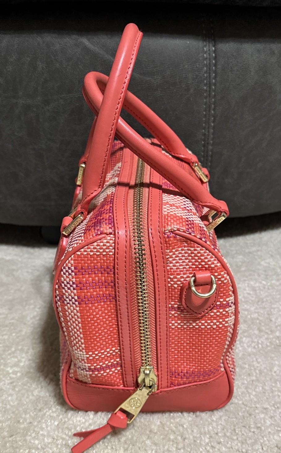 Tory Burch Robinson Mini Middy Satchel in Poppy Coral