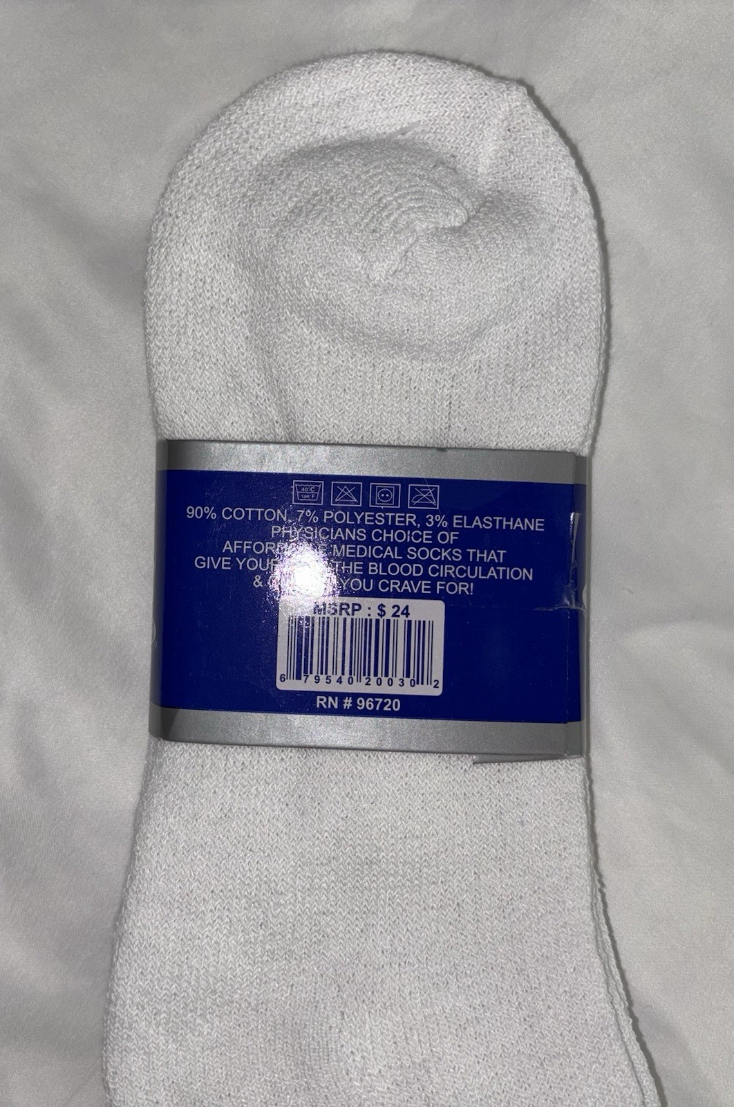 Dr. Hero Rodex Diabetic Socks / 3 Pair / White / Adults Size 10-13 NEW