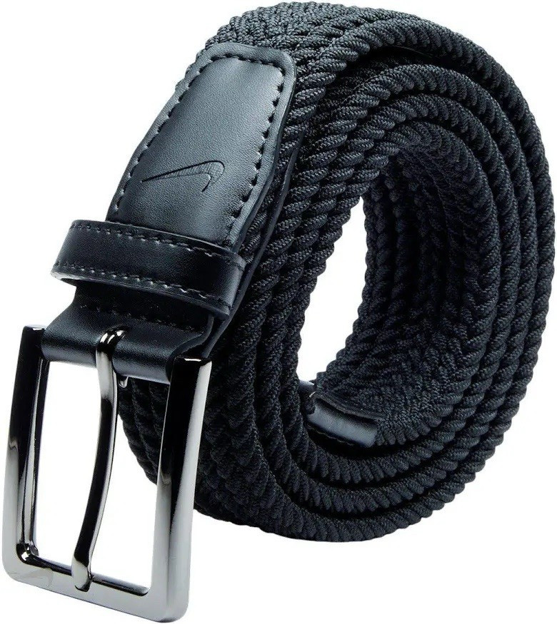 Men’s Black Braided/Woven Belt Adjustable Fit with Buckle, Size 34-36