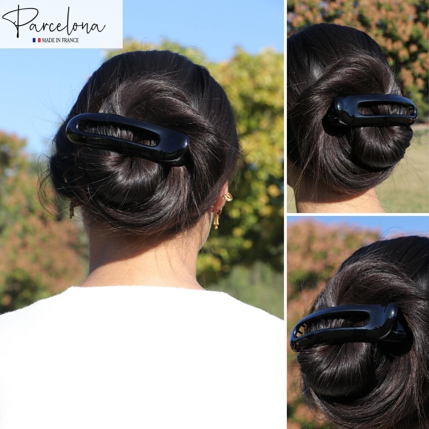 Parcelona French Oval Slider Large 4.75″ Celluloid Side Hair Claw Clips(2 Pcs)