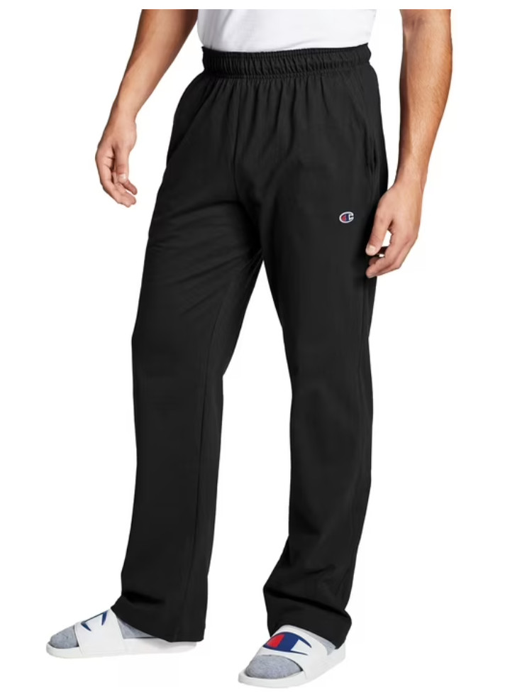 Champion Mens Powerblend Open Bottom Pant Black Size L Relaxed CPM253PA69003