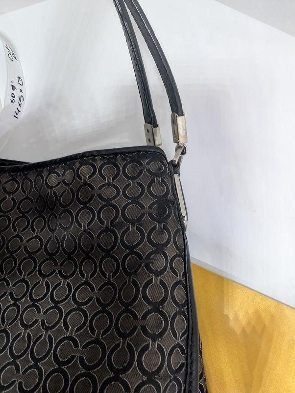 Coach Madison Phoebe Op Art fabric Shoulder Shoulder Bag Black/ Grey lot15