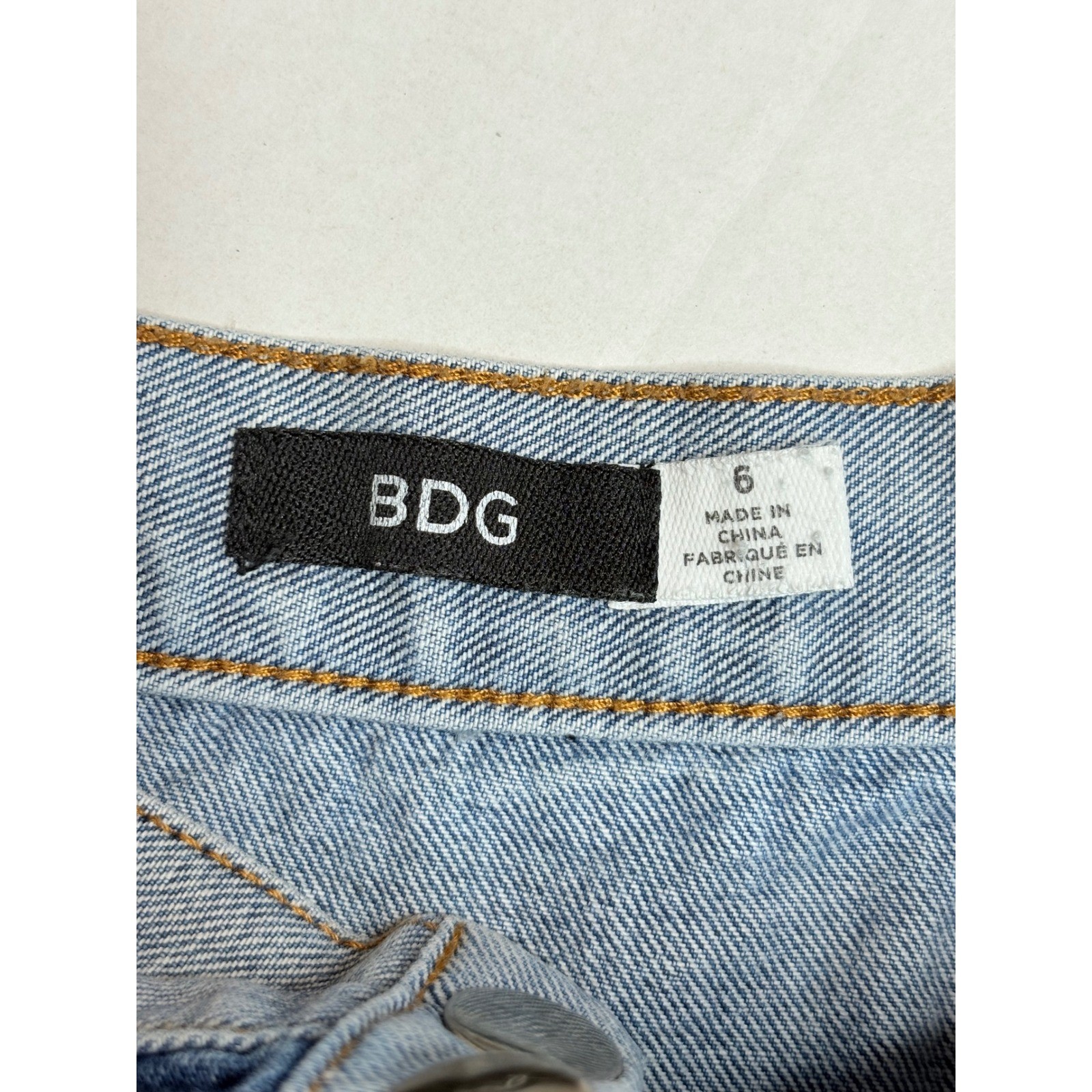 BDG Urban Outfitters Two Tone Denim Mini Skirt Size 6 Colorblock Button Front