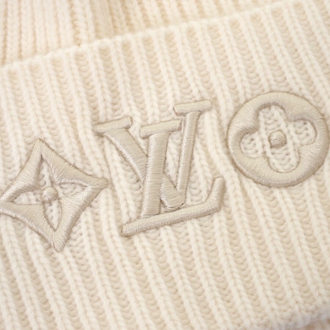 Louis Vuitton Beanie LV Headline Knit Hat S M77873 Knit Cap Brown White Women s