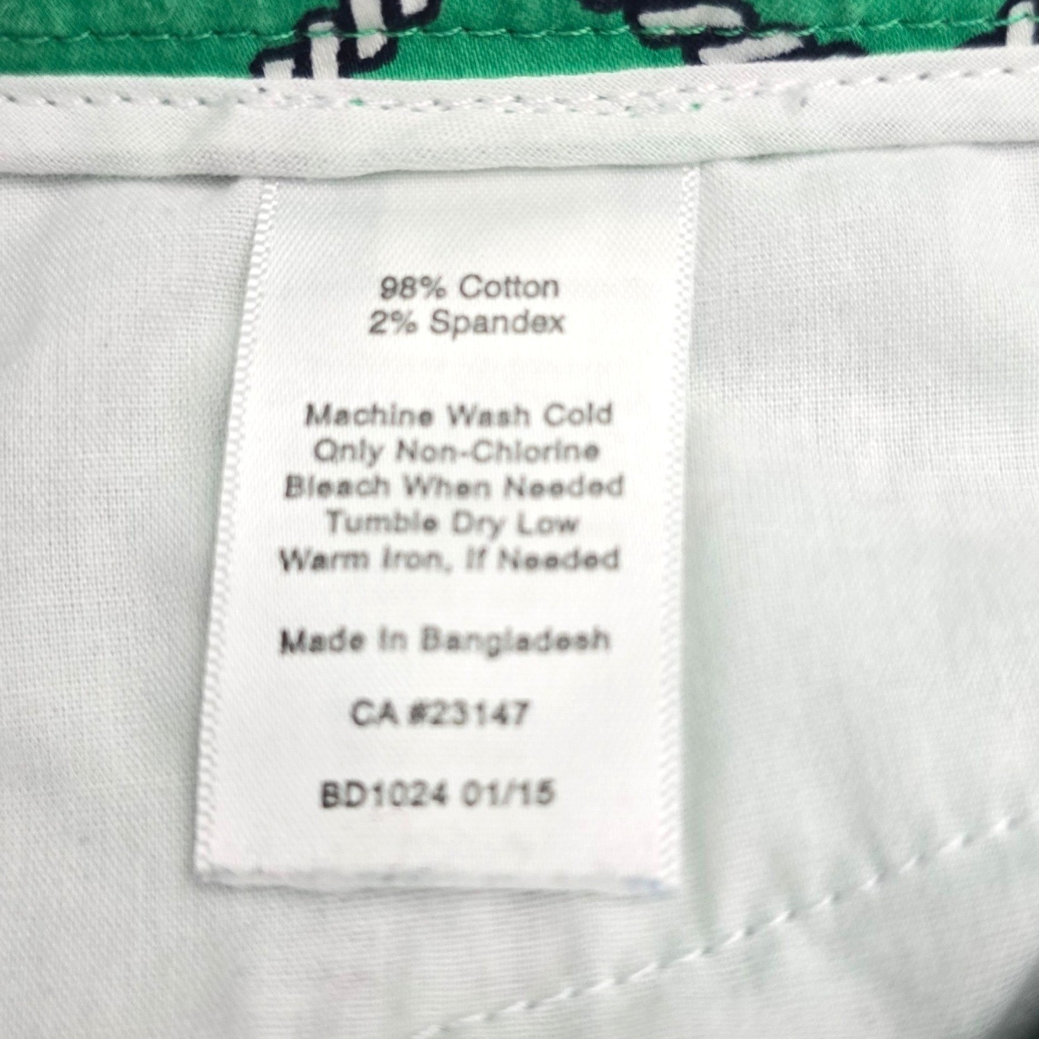 Talbots Petites Rope Print Slit Hem Zipper Button Closure Capri Pants Green 14P