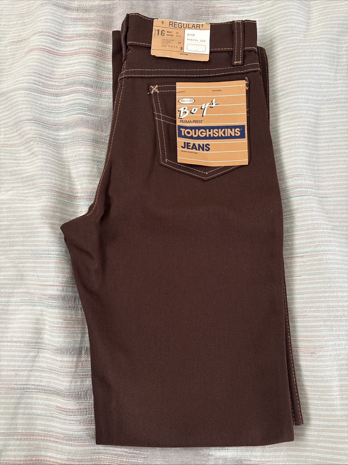 Vintage 70s Sears Toughskins Brown Boys 16 Regular Fit Jeans NWT – See Photos