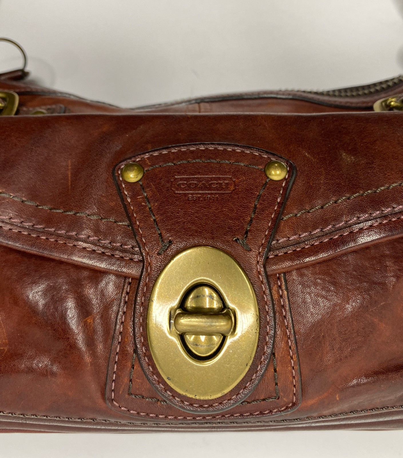 Coach Legacy 65th Anniversary #11127 Brown Leather Shoulder Bag Brass Vtg READ