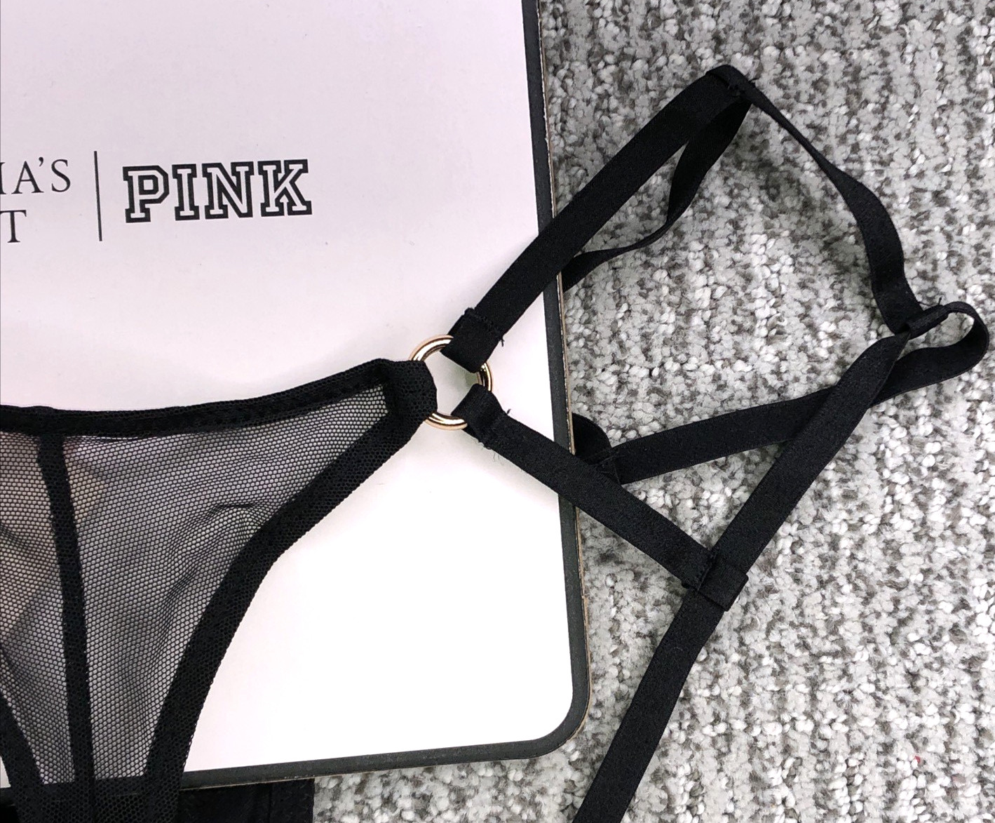 Victoria’s Secret NWT Strappy High Leg Hardware Cheeky Panty XXL Black Sexy