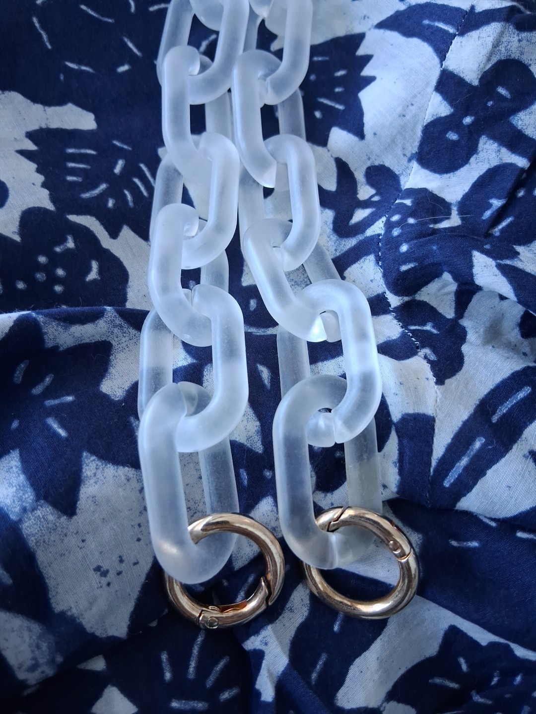 Large Chain Matte Clear Acrylic Handbag Strap Gold Tone Clasp Replace. 21″ Drop