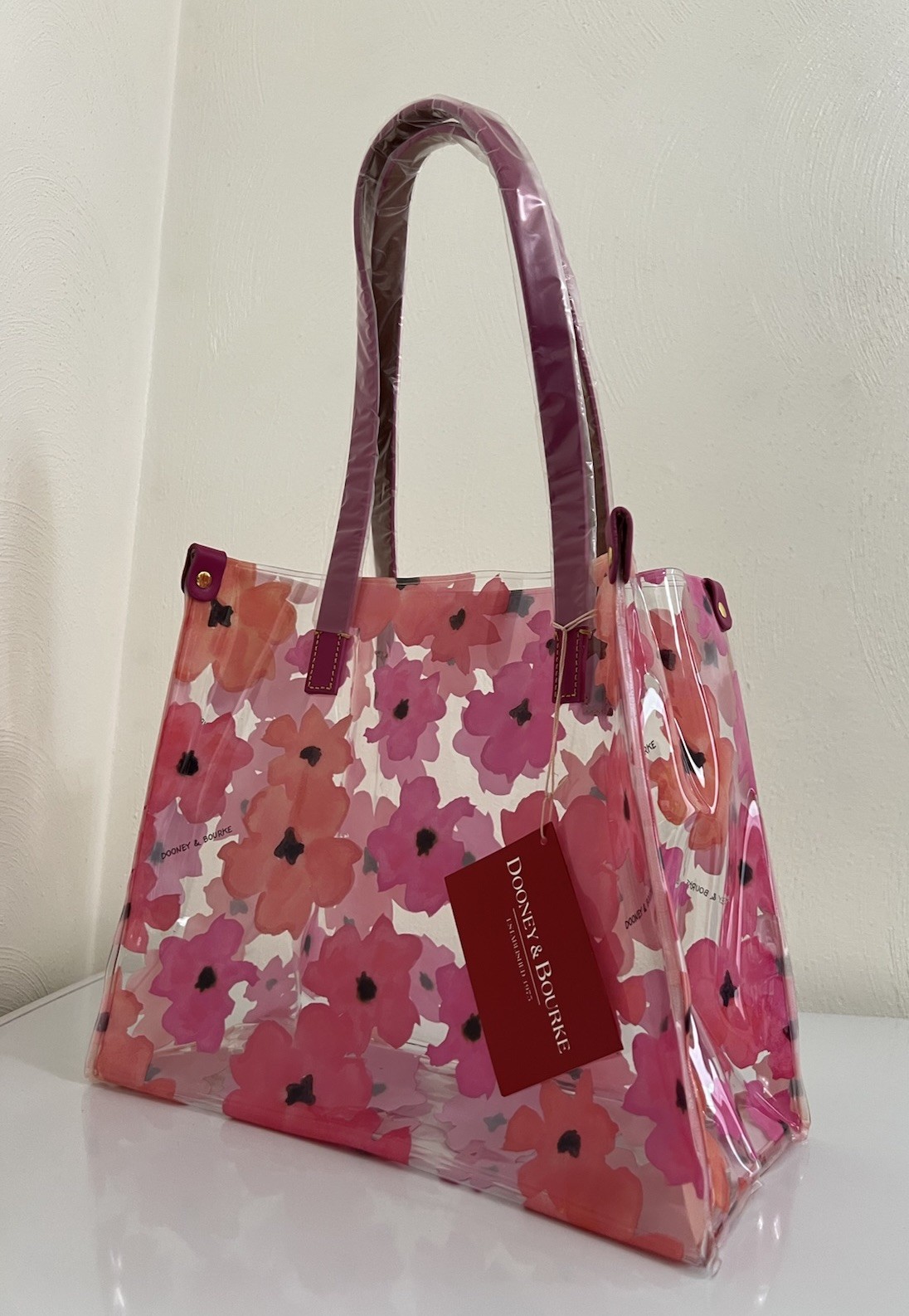 DOONEY & BOURKE MEDIUM SHOPPER TOTE HANDBAG PVC CLEAR Transparent Bloom Floral