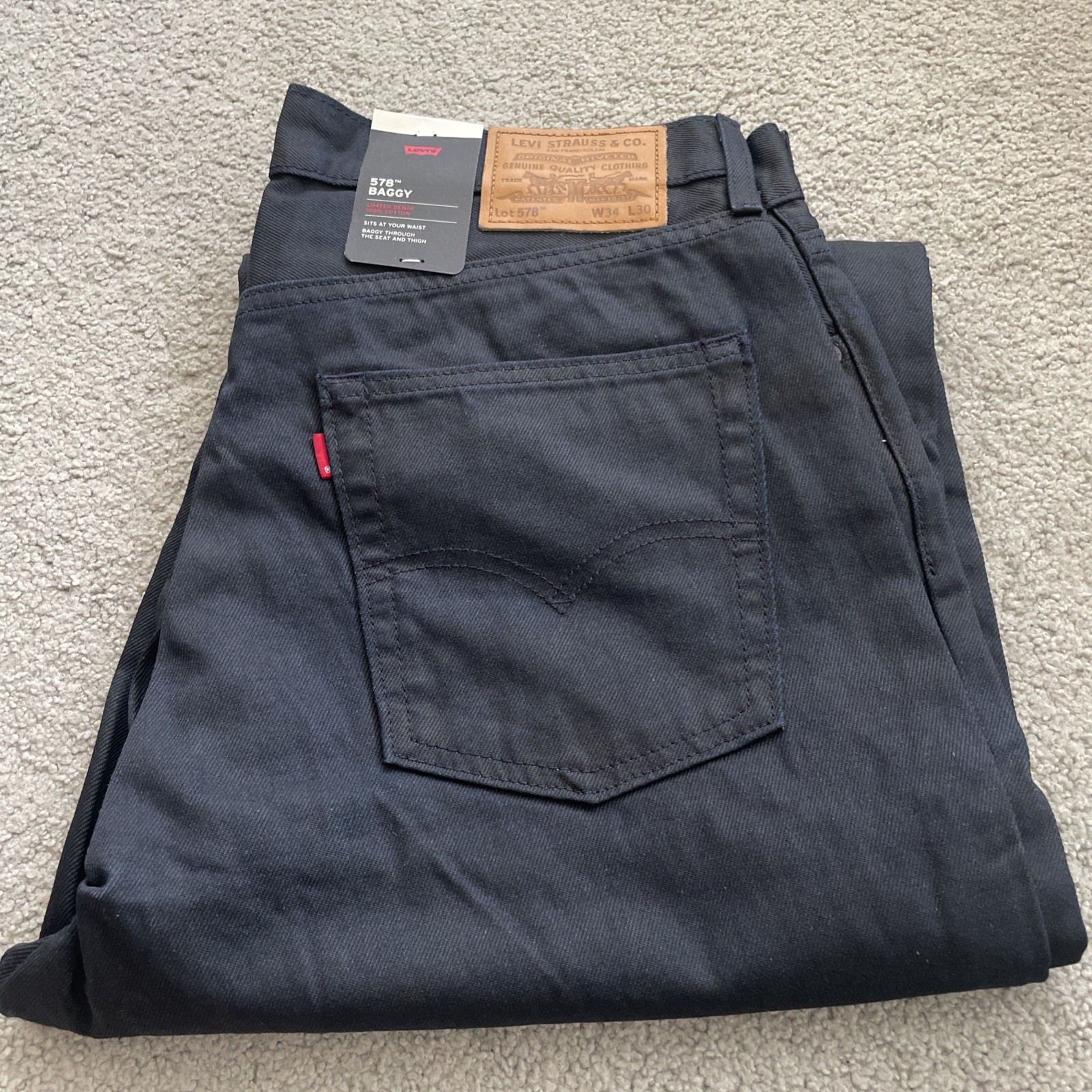 Levi’s Men’s 578 Coated Baggy Denim Jeans Tag Sz. 34Wx30 Measured 34X29 See Des
