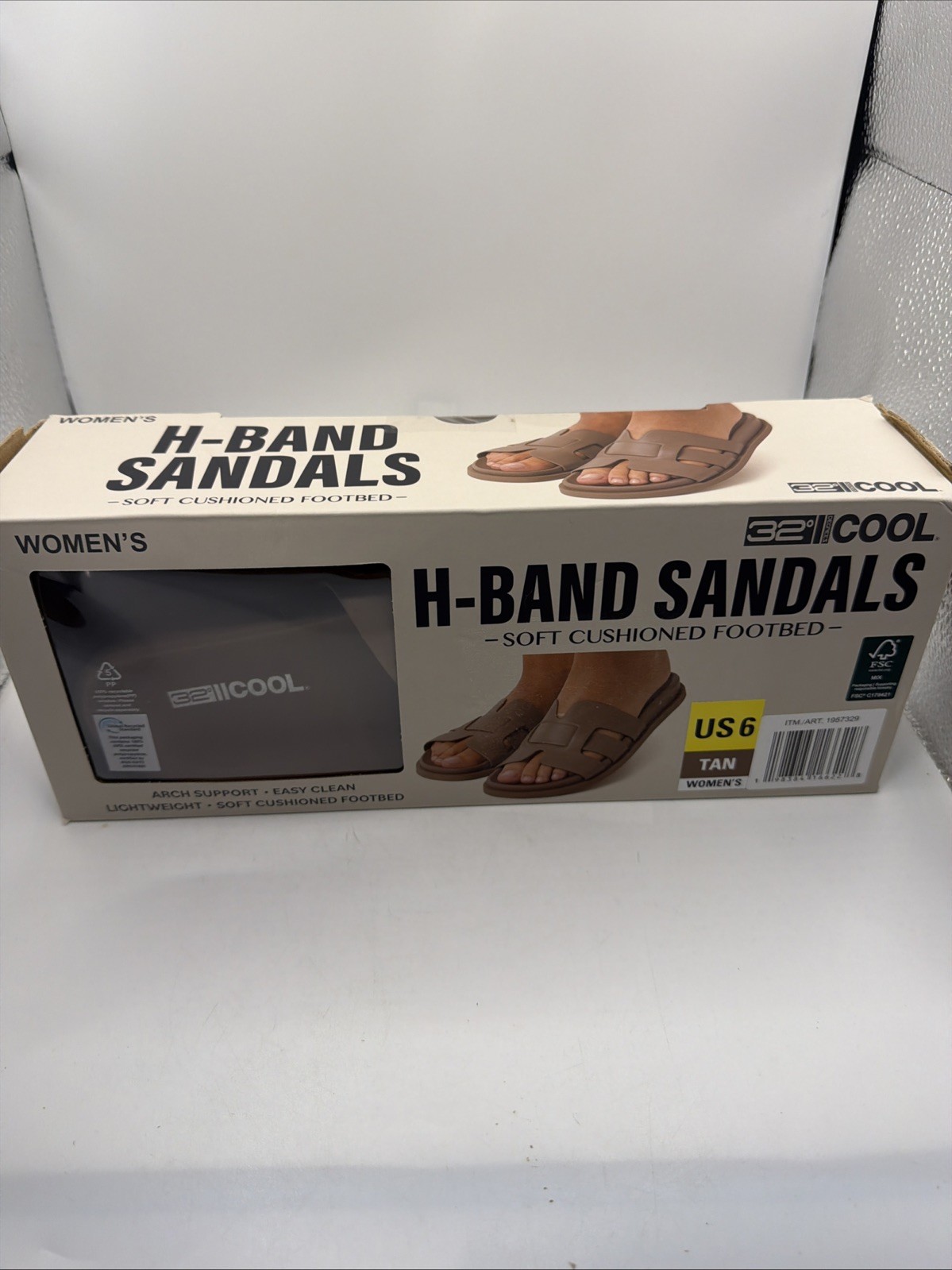 32 Degrees Womens Sandals Tan Slip-On Soft EVA Cushioned Shower. Size 6. New