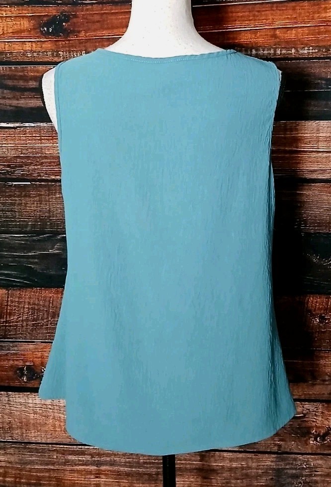 Blooming Jelly Two Piece Top Set Size M Textured Teal Pleated Tank & Tunic