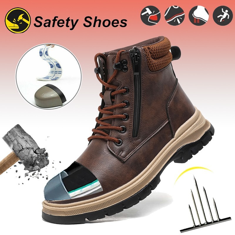 Waterproof Men’s Safety Work Boots Steel Toe Shoes Anti-Puncture work shoes