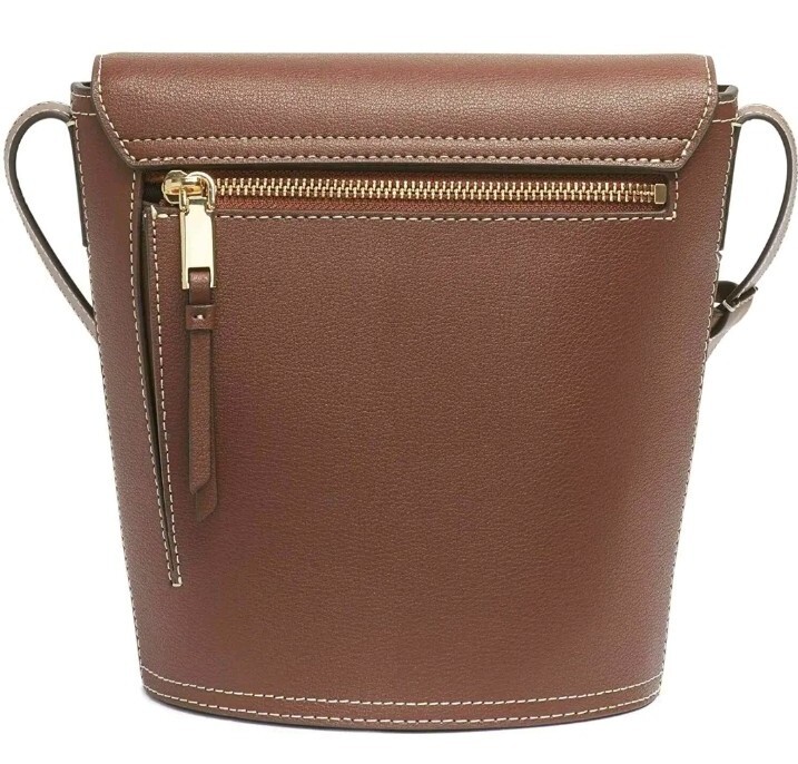 Calvin Klein Brown Lock Bucket Crossbody Bag