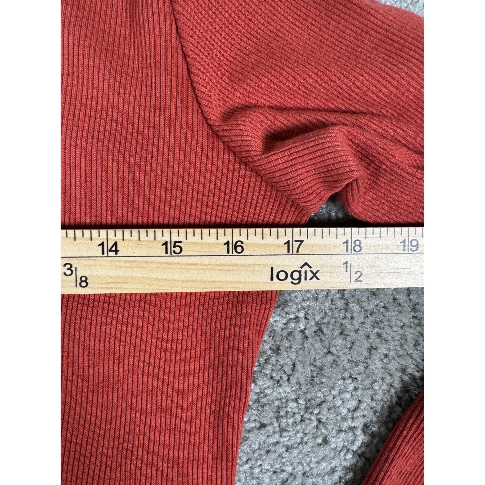 Altar’d State Ribbed Crop Top Rust Orange V-Neck Long Sleeve Large A1596K706JD