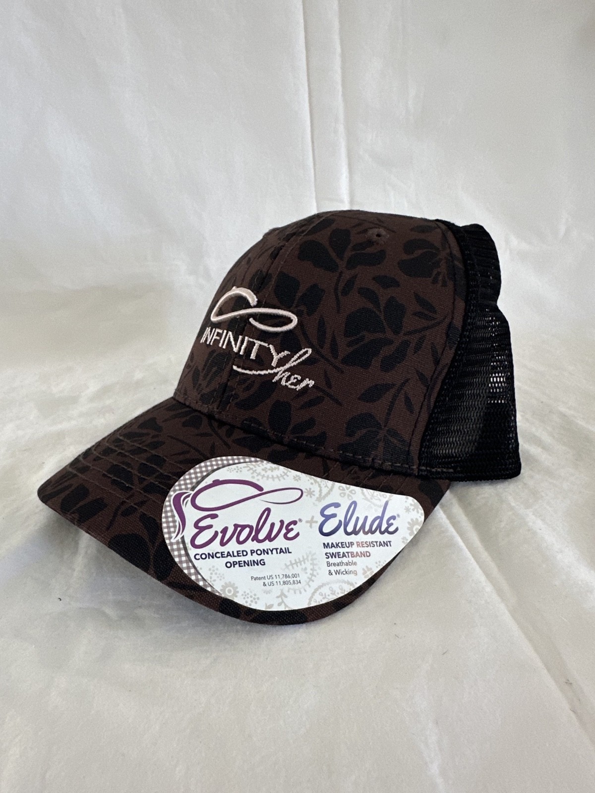 Infinity Her Modern Trucker 6-Panel Structured Cap Hat Adjustable Closure Brown