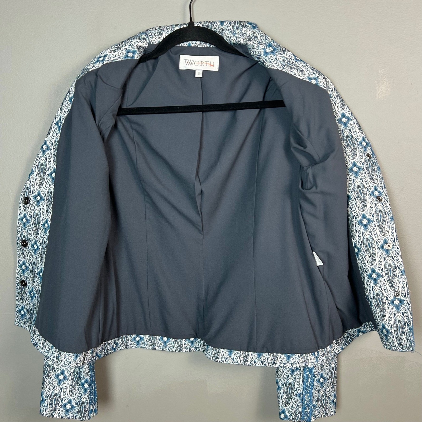 Worth Blazer size 12 Victorian Tapestry Jacket Wool Statement Office Artsy
