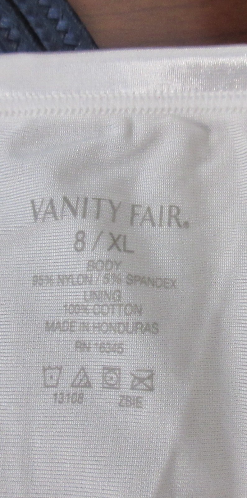 1 PR vtg VANITY FAIR 13108 nylon stretch WHITE sleek MEGA HI LEG panties 8/XL