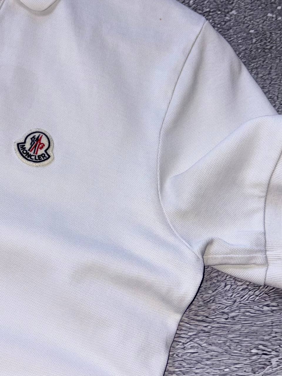 Authentic Moncler Polo Shirt White Red Blue Size S Logo