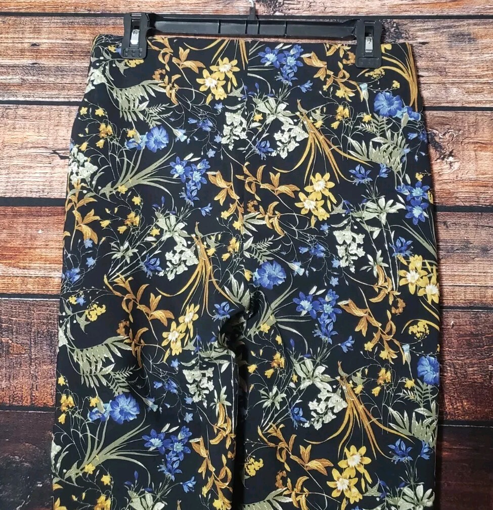 Counterparts Pants Size Small Elastic Waist Ankle Rayon Blend Floral