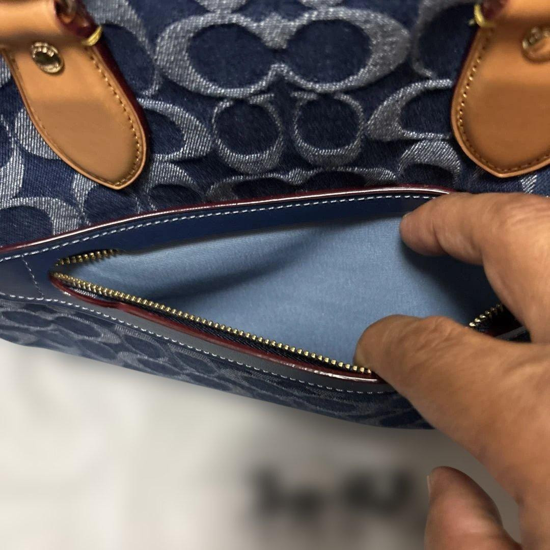 COACH Rowan Large Satchel Signature Denim Leather Crossbody Bag CY699 NEW NWT