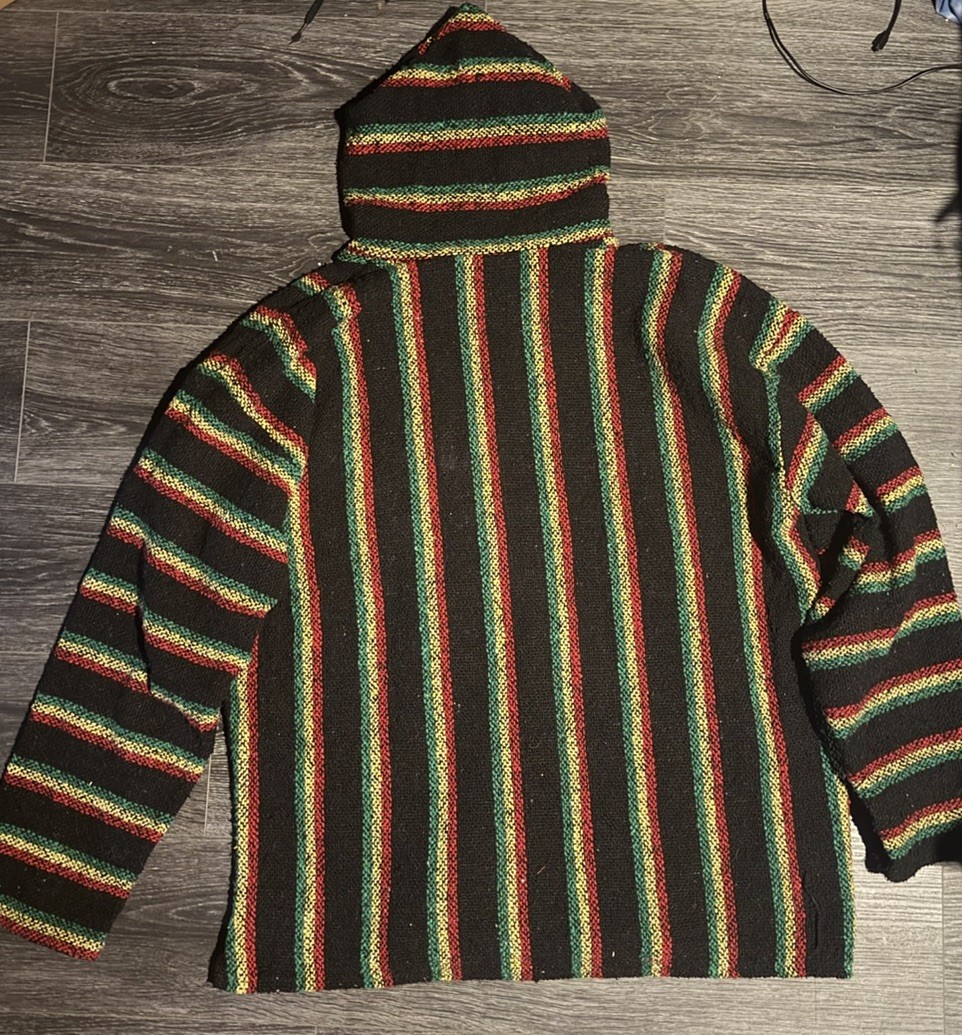 FRANK’s Men’s Striped Pullover Hoodie XXXL Black Green Red Yellow