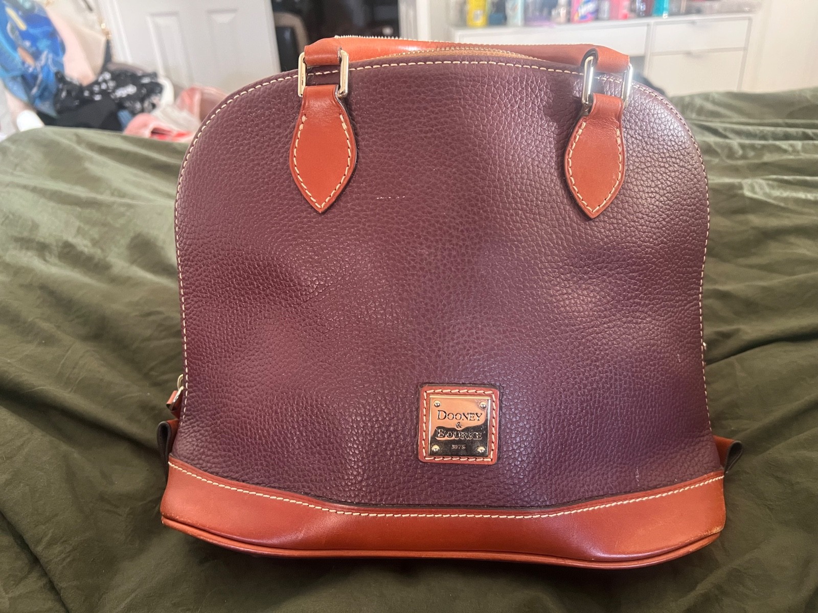 Dooney & Bourke Pebble Grain Zip Zip Satchel -Burgundy