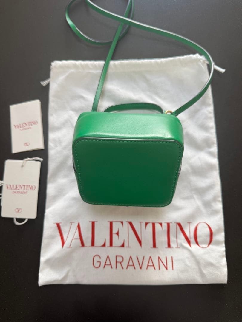 Valentino Garavani VLogo Mini Bucket Bag Green Leather Handbag